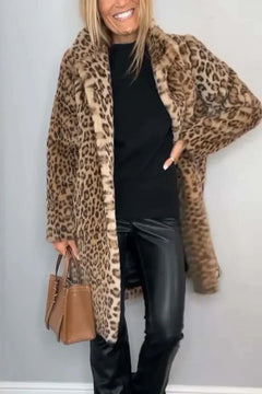 ZOE – Damen-Wintermantel mit Animal-Print in Braun