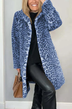 ZOE – Damen-Wintermantel mit Animal-Print in Blau