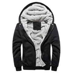 Men's Casual Fleece Hooded Jacket in Black