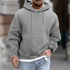 Men's Casual Printed Kangaroo Pocket Long Sleeve Hoodie in Gray