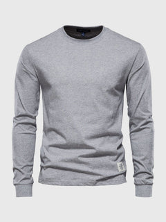 Eric | Herren Casual Slim Fit Langarm T-Shirt in Hellgrau