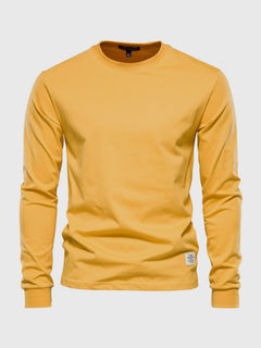 Pullover Herren Langarmshirt Rundhals | Basic Style in Gelb
