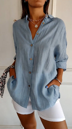 Tallulah - Damen Sommer Hemd | Langarm in Blau