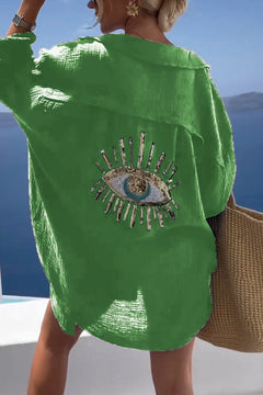 Kala® | Weißes Strandkleid in Grün
