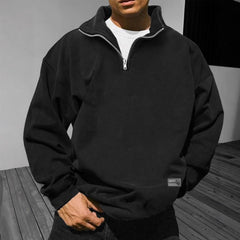 Fabian | Stilvolles Herren Sweatshirt mit Stehkragen in Schwarz