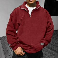 Fabian | Stilvolles Herren Sweatshirt mit Stehkragen in Rot