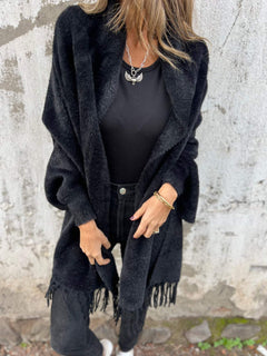 Alina | Eleganter langärmeliger Wickelpulli in Schwarz (fast ausverkauft)