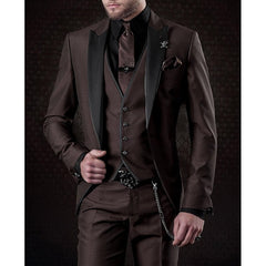 Antonio | 3-teiliges Leinenset für Herren – Blazer, Weste & Hose in Kaffee