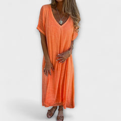 Juliette - Elegantes Kleid im Malaga-Stil in Orange