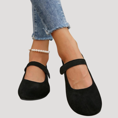 Klara | Damen Mary Jane Ballerinas Riemchen Flach in Schwarz