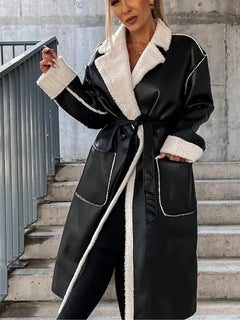 Klassischer langer Trenchcoat für Damen - Lorina in Schwarz