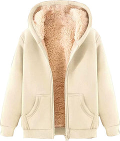 Kuscheliger Fleece-Kapuzenpullover für Frauen - Tamara in Beige