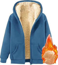 Kuscheliger Fleece-Kapuzenpullover für Frauen - Tamara in Blau