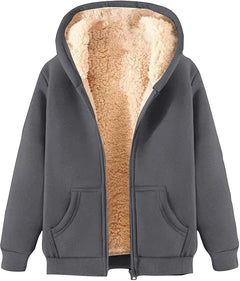 Kuscheliger Fleece-Kapuzenpullover für Frauen - Tamara in Dunkelgrau