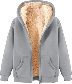 Kuscheliger Fleece-Kapuzenpullover für Frauen - Tamara in Grau