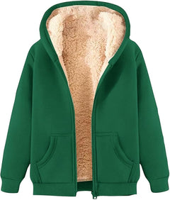 Kuscheliger Fleece-Kapuzenpullover für Frauen - Tamara in Grün