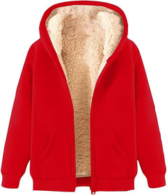 Kuscheliger Fleece-Kapuzenpullover für Frauen - Tamara in Rot