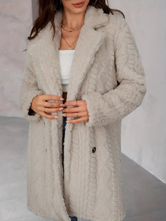 Kuscheliger Winter-Teddy-Mantel für Frauen - Philina in Beige