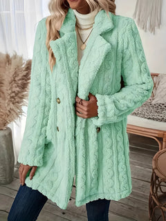 Kuscheliger Winter-Teddy-Mantel für Frauen - Philina in Grün