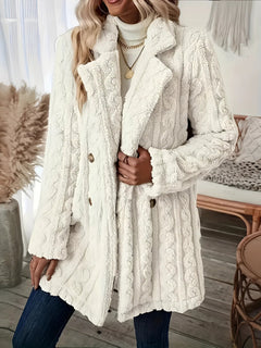 Kuscheliger Winter-Teddy-Mantel für Frauen - Philina in Weiß