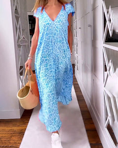 Vivienne - V-Ausschnitt Kleid - Lebendig in Blau