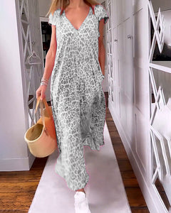 Vivienne - V-Ausschnitt Kleid - Lebendig in Grau