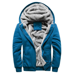 Men's Casual Fleece Hooded Jacket in Blue