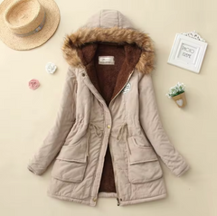 Lässige winddichte Jacke mit Kapuze - Josina in Khaki