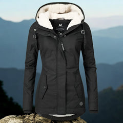 Lässige Winterjacke mit Kapuze für Frauen - Henriette in Schwarz