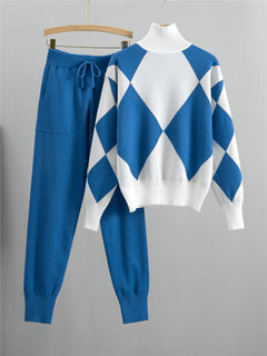 Lässiges Set aus Pullover und Hose für Frauen - Evelina in Blau