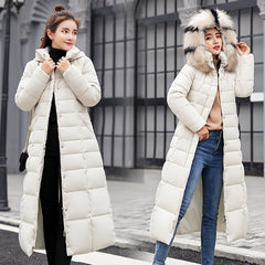 Langer warmer Wintermantel für Frauen - Juliane in Beige