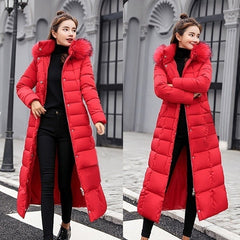 Langer warmer Wintermantel für Frauen - Juliane in Rot