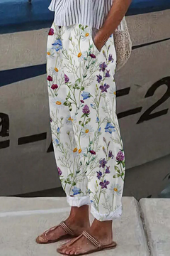 Airish - Casual Unique Printed Button Pocket Pants in Hellgrün