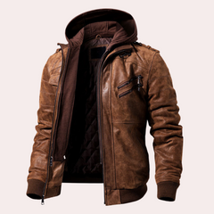 Luxuriöse Leder-Winterjacke - Arnulf in Braun