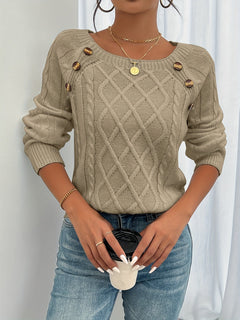 Bequemer luxuriöser Strickpullover für den Winter - Constanze in Khaki