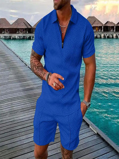 Luxuriöses Herren-Sommer-Shirt und Shorts-Set  - Ehrenfried in Blau