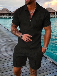 Luxuriöses Herren-Sommer-Shirt und Shorts-Set  - Ehrenfried in Schwarz1
