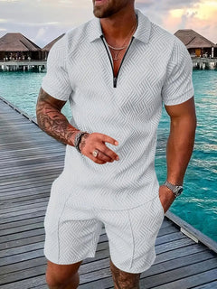 Luxuriöses Herren-Sommer-Shirt und Shorts-Set  - Ehrenfried in Weiß1