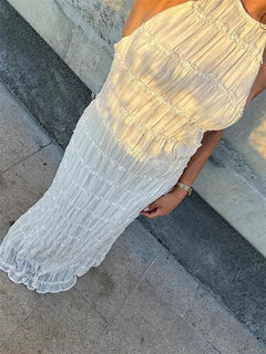 Camilla | Maxikleid mit offenem Rücken für Sommer in Weiß