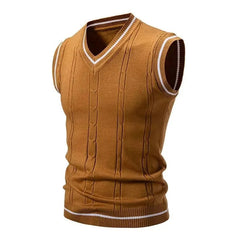 Warme Herren Pullover Weste in Khaki
