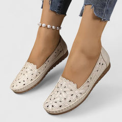 Marlena | Damen Durchbrochene Ballerinas in Beige