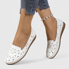 Marlena | Damen Durchbrochene Ballerinas in Weiß
