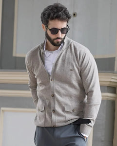 Leonard | Knopf-Cardigan in Mokka