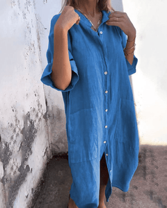 Kira | leichtes hemdkleid damen look in Blau