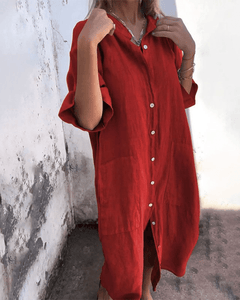 Kira | leichtes hemdkleid damen look in Rot