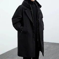 Stilvoller minimalistischer Trenchcoat für Männer - Karsten in Schwarz