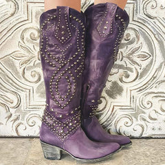 Modische hohe Damenstiefel - Seva in Lila