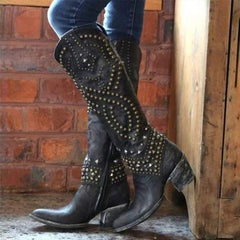 Modische hohe Damenstiefel - Seva in Schwarz