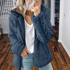 Modische Plüschjacke für Frauen - Serafina in Blau