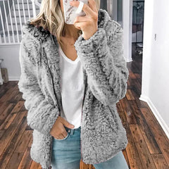 Modische Plüschjacke für Frauen - Serafina in Grau